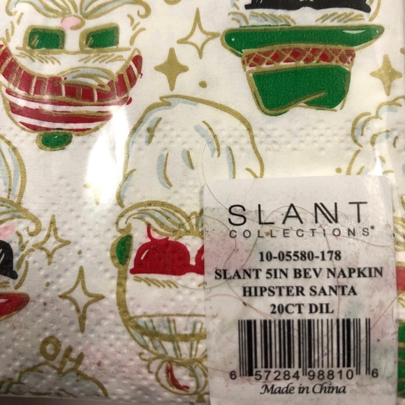 SLANT COLLECTION Hipster Santa Cocktail Napkins 2 - 20 Count Packages (40 Total) - Picture 3 of 6